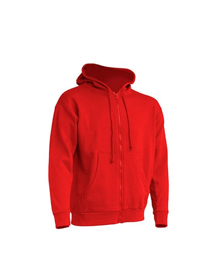 Zipped Hooded Sweater zum Besticken und Bedrucken in der Farbe Red mit Ihren Logo, Schriftzug oder Motiv.