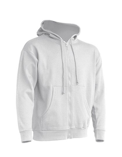 Zipped Hooded Sweater zum Besticken und Bedrucken in der Farbe White mit Ihren Logo, Schriftzug oder Motiv.