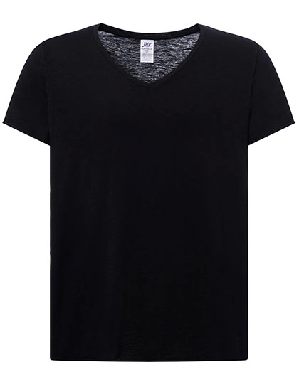 Ladies´ Curves Slub T-Shirt zum Besticken und Bedrucken in der Farbe Black mit Ihren Logo, Schriftzug oder Motiv.