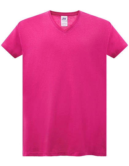 Ladies´ Curves T-Shirt V-Neck zum Besticken und Bedrucken in der Farbe Fuchsia mit Ihren Logo, Schriftzug oder Motiv.