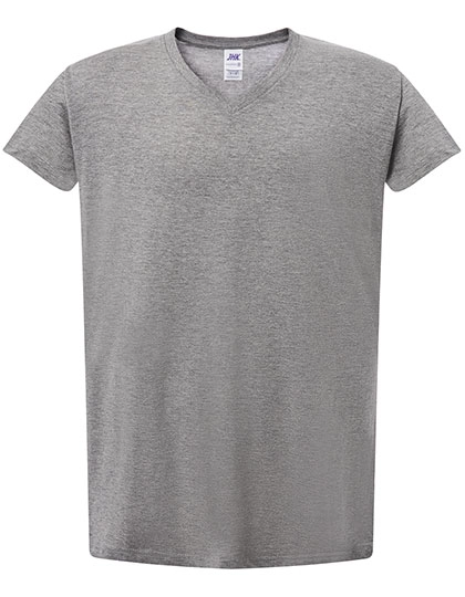 Ladies´ Curves T-Shirt V-Neck zum Besticken und Bedrucken in der Farbe Grey Melange mit Ihren Logo, Schriftzug oder Motiv.