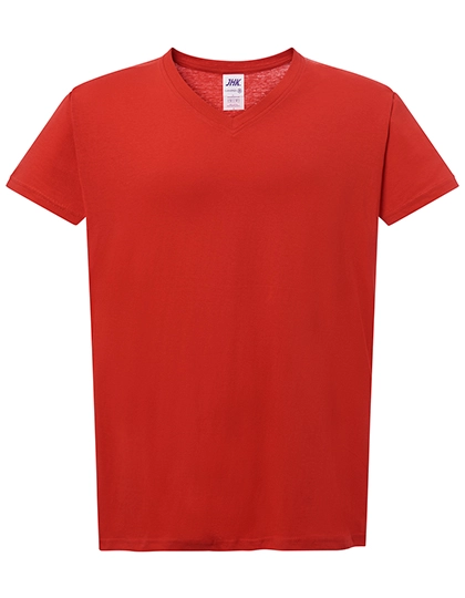 Ladies´ Curves T-Shirt V-Neck zum Besticken und Bedrucken in der Farbe Red mit Ihren Logo, Schriftzug oder Motiv.