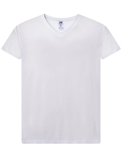 Ladies´ Curves T-Shirt V-Neck zum Besticken und Bedrucken in der Farbe White mit Ihren Logo, Schriftzug oder Motiv.
