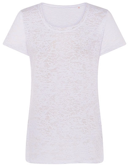 Subli Burn Out T-Shirt zum Besticken und Bedrucken in der Farbe White mit Ihren Logo, Schriftzug oder Motiv.