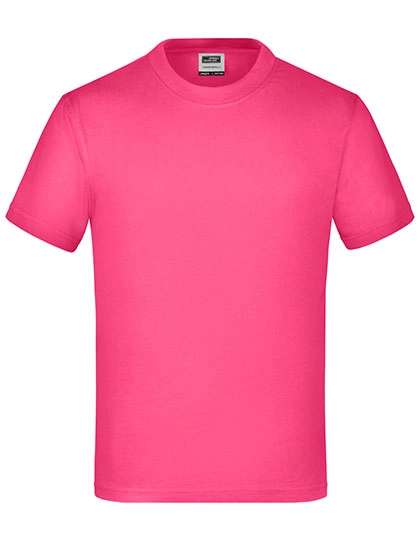 Junior Basic-T zum Besticken und Bedrucken in der Farbe Pink mit Ihren Logo, Schriftzug oder Motiv.