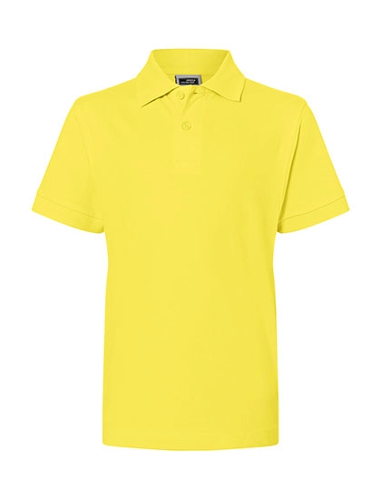 Junior Classic Polo zum Besticken und Bedrucken in der Farbe Yellow mit Ihren Logo, Schriftzug oder Motiv.