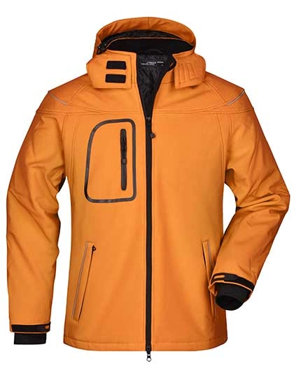Men´s Winter Softshell Jacket zum Besticken und Bedrucken in der Farbe Orange mit Ihren Logo, Schriftzug oder Motiv.