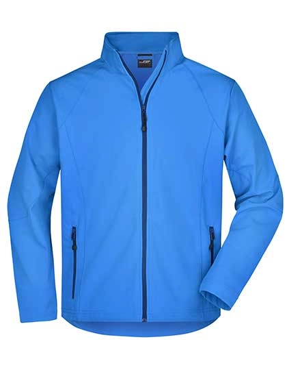 Men´s Softshell Jacket zum Besticken und Bedrucken in der Farbe Azur mit Ihren Logo, Schriftzug oder Motiv.