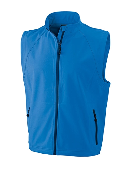 Men´s Softshell Vest zum Besticken und Bedrucken in der Farbe Azur mit Ihren Logo, Schriftzug oder Motiv.