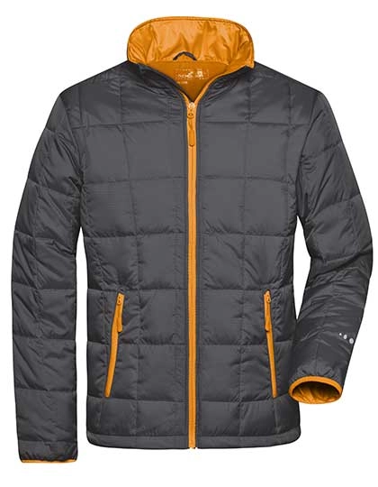 Men´s Padded Light Weight Jacket zum Besticken und Bedrucken in der Farbe Carbon-Orange mit Ihren Logo, Schriftzug oder Motiv.