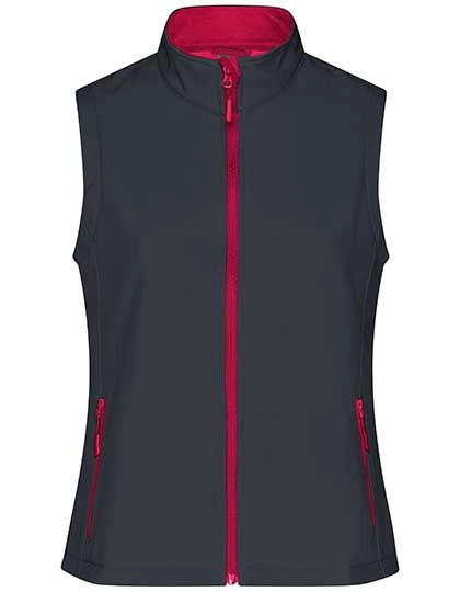 Ladies´ Promo Softshell Vest zum Besticken und Bedrucken in der Farbe Iron Grey-Red mit Ihren Logo, Schriftzug oder Motiv.