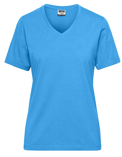 Ladies´ Bio Workwear T-Shirt zum Besticken und Bedrucken in der Farbe Aqua mit Ihren Logo, Schriftzug oder Motiv.
