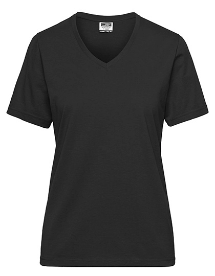 Ladies´ Bio Workwear T-Shirt zum Besticken und Bedrucken in der Farbe Black mit Ihren Logo, Schriftzug oder Motiv.