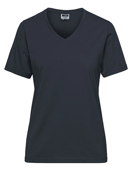 Ladies´ Bio Workwear T-Shirt zum Besticken und Bedrucken in der Farbe Carbon mit Ihren Logo, Schriftzug oder Motiv.
