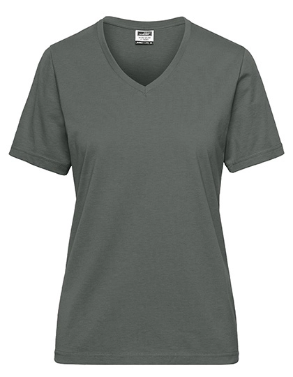 Ladies´ Bio Workwear T-Shirt zum Besticken und Bedrucken in der Farbe Dark Grey (Solid) mit Ihren Logo, Schriftzug oder Motiv.