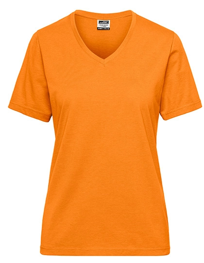 Ladies´ Bio Workwear T-Shirt zum Besticken und Bedrucken in der Farbe Orange mit Ihren Logo, Schriftzug oder Motiv.