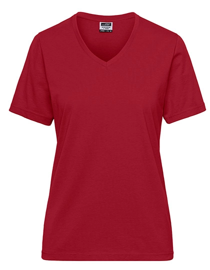 Ladies´ Bio Workwear T-Shirt zum Besticken und Bedrucken in der Farbe Red mit Ihren Logo, Schriftzug oder Motiv.