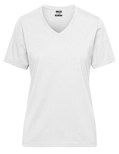 Ladies´ Bio Workwear T-Shirt zum Besticken und Bedrucken in der Farbe White mit Ihren Logo, Schriftzug oder Motiv.