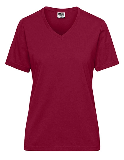 Ladies´ Bio Workwear T-Shirt zum Besticken und Bedrucken in der Farbe Wine mit Ihren Logo, Schriftzug oder Motiv.