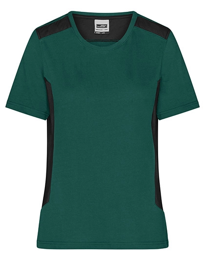 Ladies´ Workwear T-Shirt -STRONG- zum Besticken und Bedrucken in der Farbe Dark Green-Black mit Ihren Logo, Schriftzug oder Motiv.