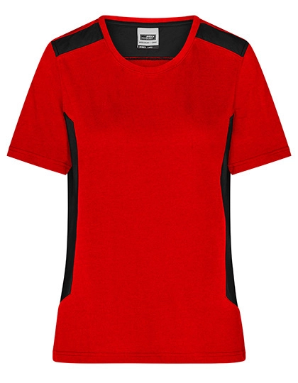 Ladies´ Workwear T-Shirt -STRONG- zum Besticken und Bedrucken in der Farbe Red-Black mit Ihren Logo, Schriftzug oder Motiv.