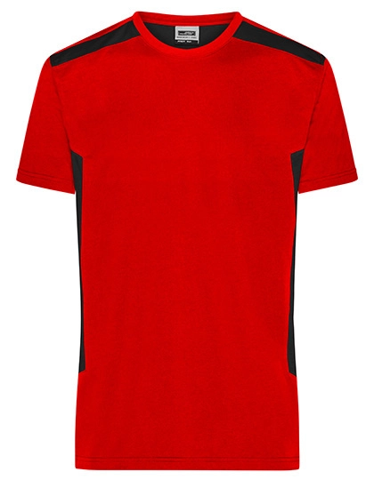 Men´s Workwear T-Shirt -STRONG- zum Besticken und Bedrucken in der Farbe Red-Black mit Ihren Logo, Schriftzug oder Motiv.