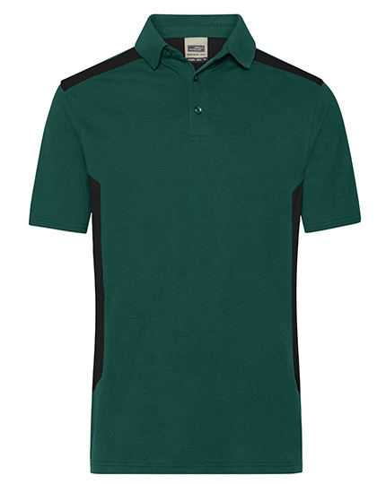 Men´s Workwear Polo -STRONG- zum Besticken und Bedrucken in der Farbe Dark Green-Black mit Ihren Logo, Schriftzug oder Motiv.