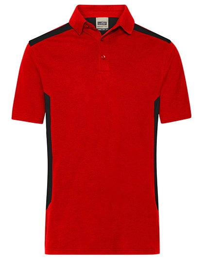 Men´s Workwear Polo -STRONG- zum Besticken und Bedrucken in der Farbe Red-Black mit Ihren Logo, Schriftzug oder Motiv.