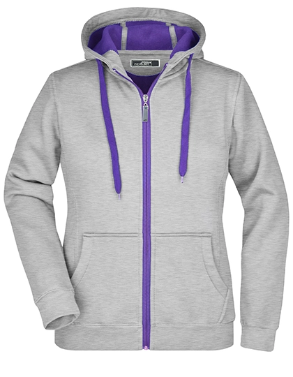 Ladies´ Doubleface Jacket zum Besticken und Bedrucken in der Farbe Grey Heather-Purple mit Ihren Logo, Schriftzug oder Motiv.