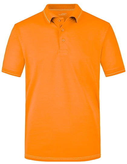 Men´s Elastic Polo zum Besticken und Bedrucken in der Farbe Orange-White mit Ihren Logo, Schriftzug oder Motiv.