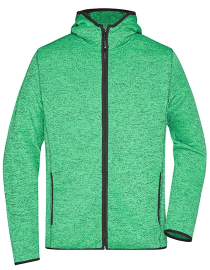 Men´s Knitted Fleece Hoody zum Besticken und Bedrucken in der Farbe Green Melange-Black mit Ihren Logo, Schriftzug oder Motiv.