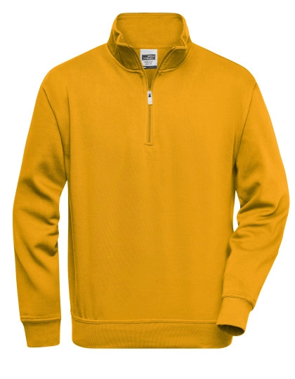 Workwear Half Zip Sweat zum Besticken und Bedrucken in der Farbe Gold Yellow mit Ihren Logo, Schriftzug oder Motiv.