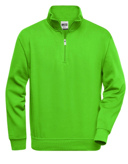 Workwear Half Zip Sweat zum Besticken und Bedrucken in der Farbe Lime Green mit Ihren Logo, Schriftzug oder Motiv.