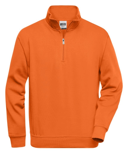 Workwear Half Zip Sweat zum Besticken und Bedrucken in der Farbe Orange mit Ihren Logo, Schriftzug oder Motiv.