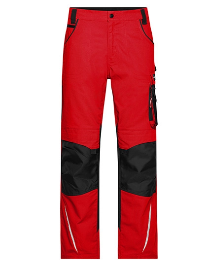 Workwear Pants -STRONG- zum Besticken und Bedrucken in der Farbe Red-Black mit Ihren Logo, Schriftzug oder Motiv.