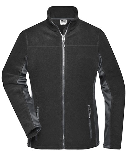 Ladies´ Workwear Fleece Jacket -STRONG- zum Besticken und Bedrucken in der Farbe Black-Carbon mit Ihren Logo, Schriftzug oder Motiv.