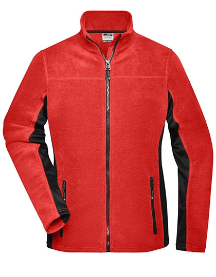 Ladies´ Workwear Fleece Jacket -STRONG- zum Besticken und Bedrucken in der Farbe Red-Black mit Ihren Logo, Schriftzug oder Motiv.