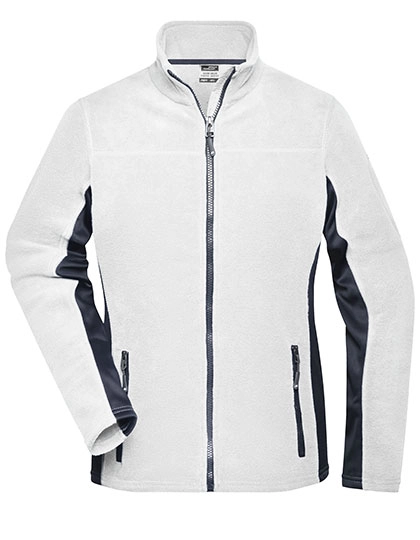 Ladies´ Workwear Fleece Jacket -STRONG- zum Besticken und Bedrucken in der Farbe White-Carbon mit Ihren Logo, Schriftzug oder Motiv.