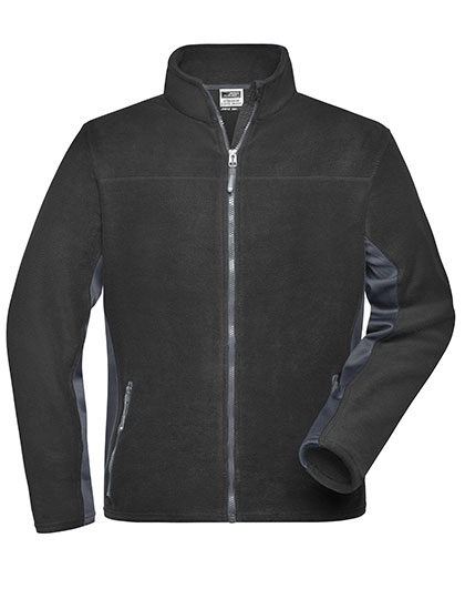Men´s Workwear Fleece Jacket -STRONG- zum Besticken und Bedrucken in der Farbe Black-Carbon mit Ihren Logo, Schriftzug oder Motiv.