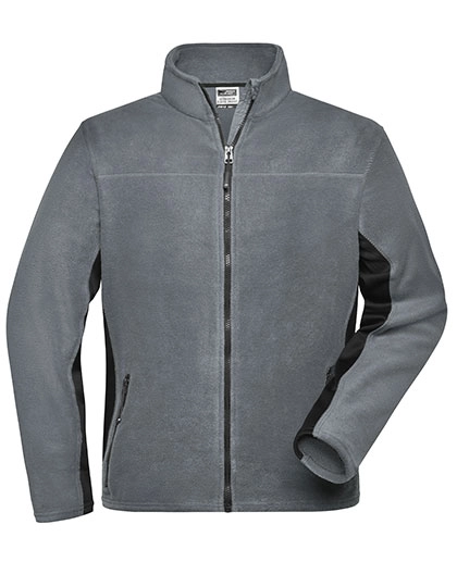 Men´s Workwear Fleece Jacket -STRONG- zum Besticken und Bedrucken in der Farbe Carbon-Black mit Ihren Logo, Schriftzug oder Motiv.