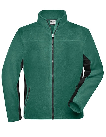 Men´s Workwear Fleece Jacket -STRONG- zum Besticken und Bedrucken in der Farbe Dark Green-Black mit Ihren Logo, Schriftzug oder Motiv.