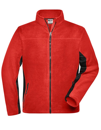 Men´s Workwear Fleece Jacket -STRONG- zum Besticken und Bedrucken in der Farbe Red-Black mit Ihren Logo, Schriftzug oder Motiv.