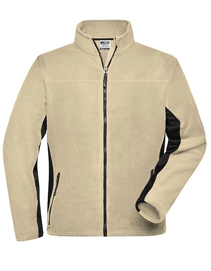 Men´s Workwear Fleece Jacket -STRONG- zum Besticken und Bedrucken in der Farbe Stone-Black mit Ihren Logo, Schriftzug oder Motiv.