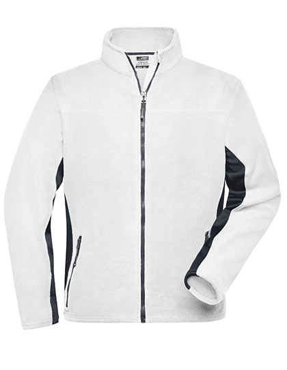 Men´s Workwear Fleece Jacket -STRONG- zum Besticken und Bedrucken in der Farbe White-Carbon mit Ihren Logo, Schriftzug oder Motiv.