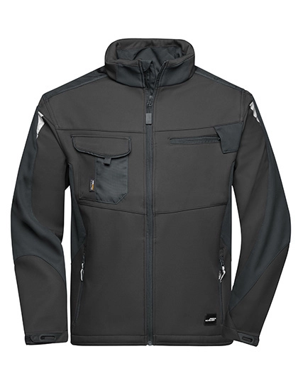 Workwear Softshell Jacket -STRONG- zum Besticken und Bedrucken in der Farbe Black-Black mit Ihren Logo, Schriftzug oder Motiv.
