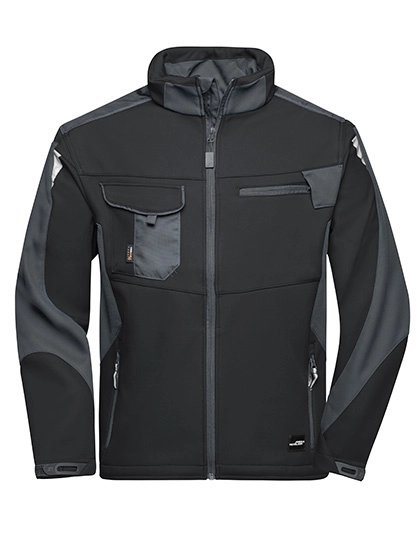 Workwear Softshell Jacket -STRONG- zum Besticken und Bedrucken in der Farbe Black-Carbon mit Ihren Logo, Schriftzug oder Motiv.