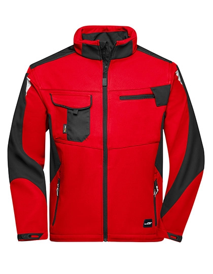 Workwear Softshell Jacket -STRONG- zum Besticken und Bedrucken in der Farbe Red-Black mit Ihren Logo, Schriftzug oder Motiv.