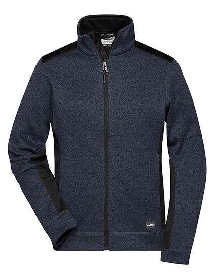 Ladies´ Knitted Workwear Fleece Jacket -STRONG- zum Besticken und Bedrucken in der Farbe Carbon Melange-Black mit Ihren Logo, Schriftzug oder Motiv.