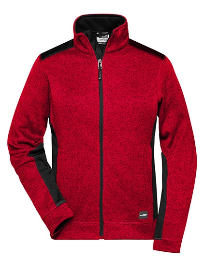 Ladies´ Knitted Workwear Fleece Jacket -STRONG- zum Besticken und Bedrucken in der Farbe Red Melange-Black mit Ihren Logo, Schriftzug oder Motiv.