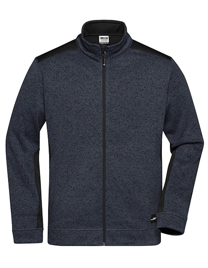 Men´s Knitted Workwear Fleece Jacket -STRONG- zum Besticken und Bedrucken in der Farbe Carbon Melange-Black mit Ihren Logo, Schriftzug oder Motiv.